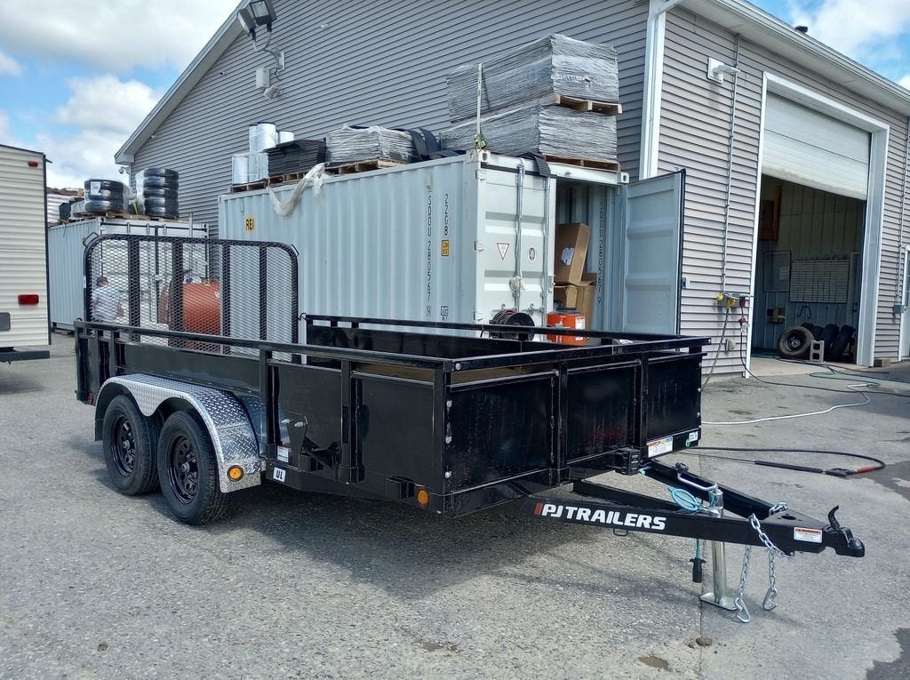 2024 PJ Trailers 7×14 7K Powder Coated Open Utility w/Rear Ramp Gate, Solid Metal Side Walls – Used
