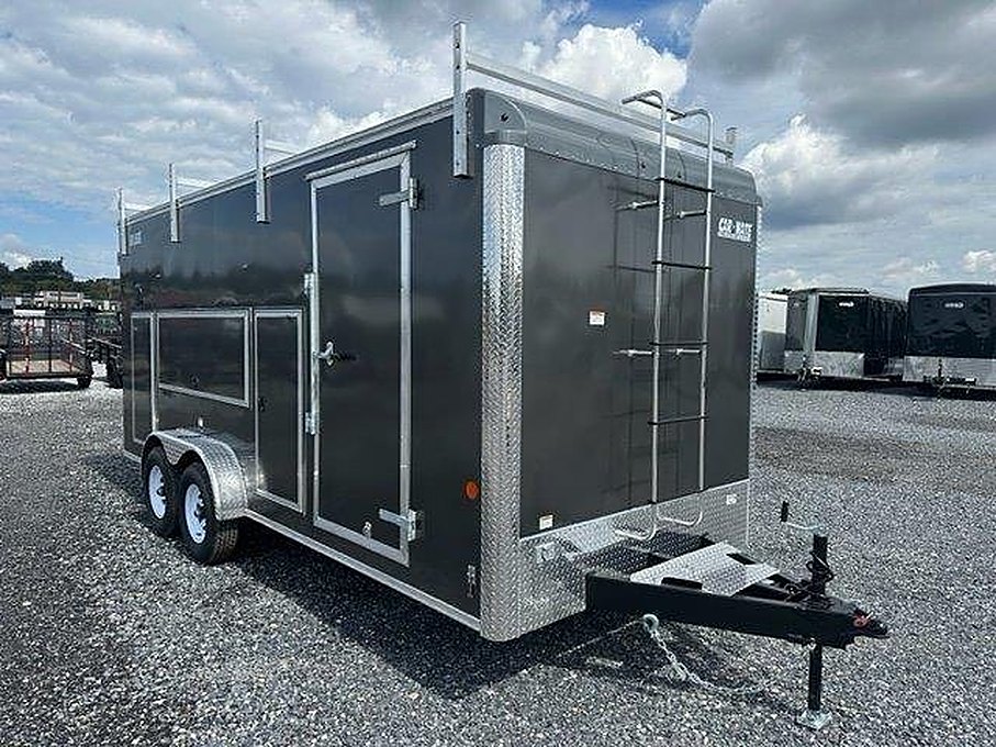 Car Mate 7 x 18 Enclosed Contractor Trailer – Exterior Tool Doors – Used