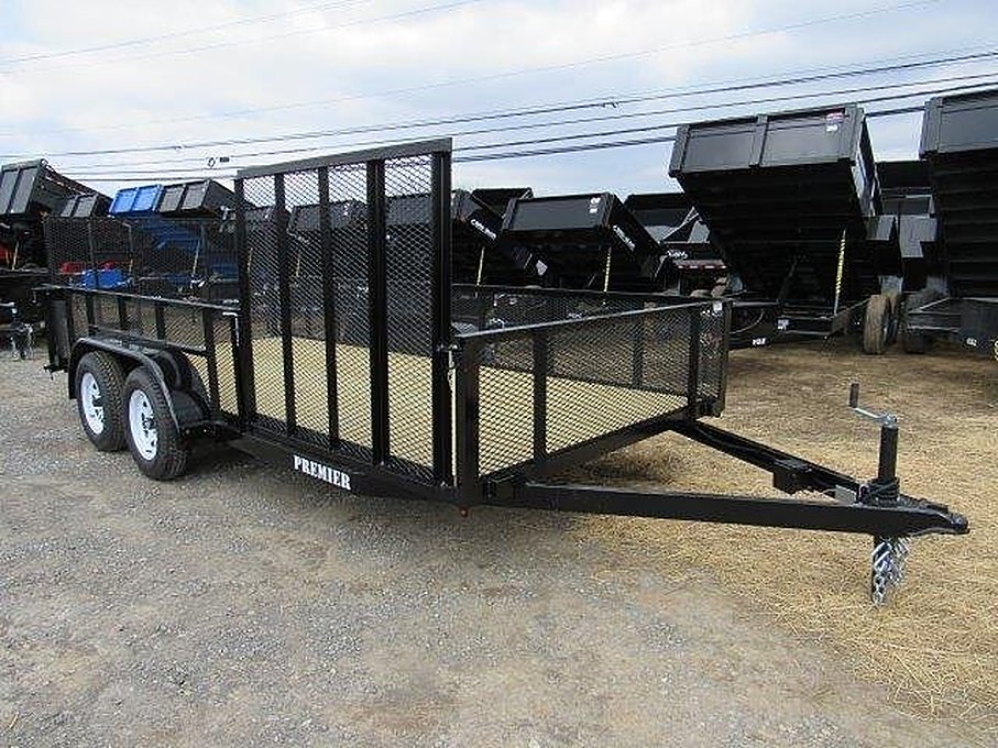 Premier 7 x 16 Landscape Utility Trailer โ Mesh Sides & ATV Ramp โ Used