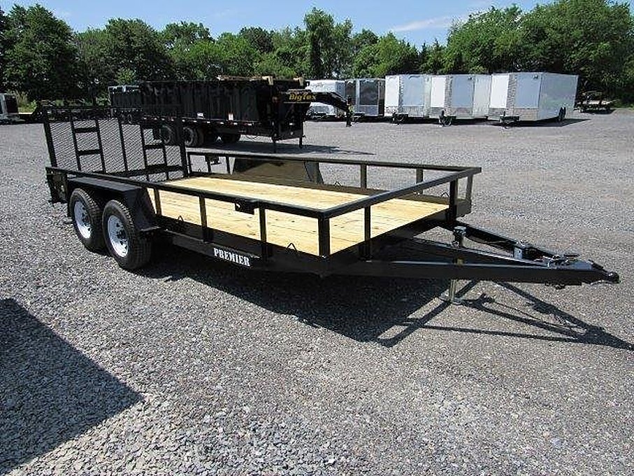 Premier 7 x 16 Landscape Utility Trailer โ Rear Ramp Gate โ Used